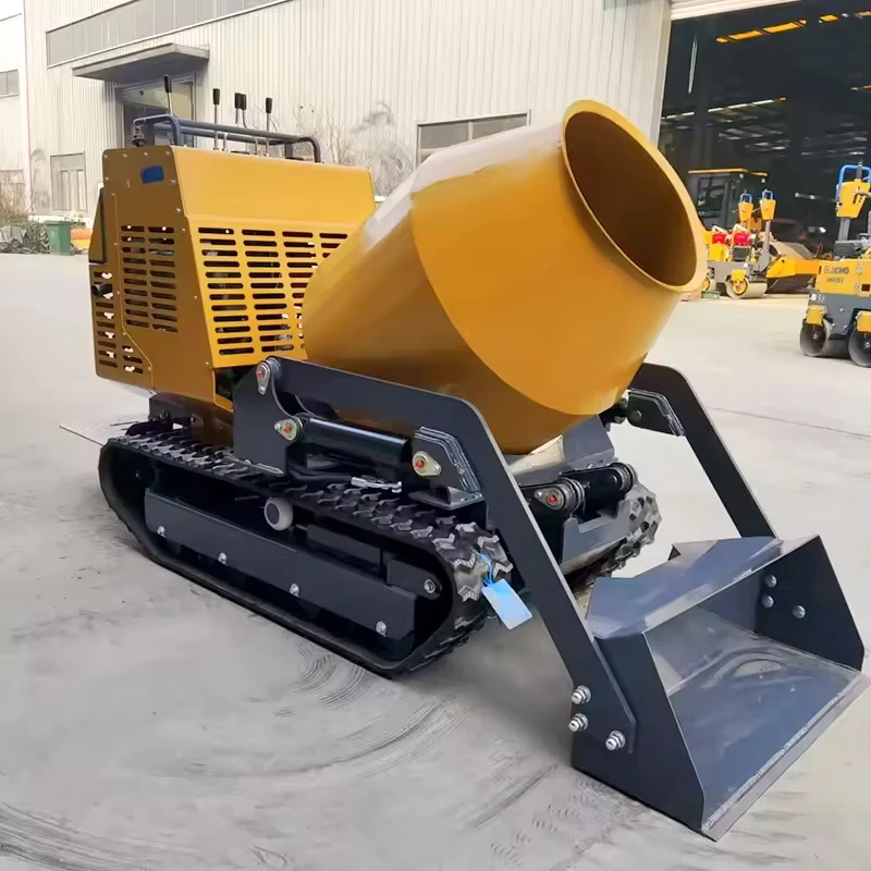 Custom Mini Concrete Mixer Self Loading Crawler Loader Portable Hydraulic Cement Mortar Mixer 300L Diesel High Efficiency