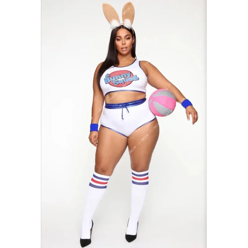 Raum Lola Bunny Kaninchen Cosplay Kostüm Kaninchen Bunny Jam Kostüme Frauen Mädchen Halloween Party Kleidung Tops Shorts Outfit Set