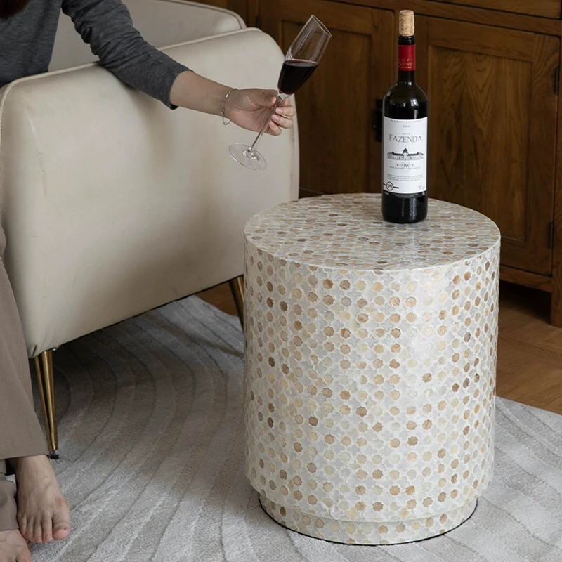 Nordic Furniture,Creative Shell Tea Table,Living Room Side Table,Cylindrical Display Stand,Luxury Display Stand,Art Storage Desk