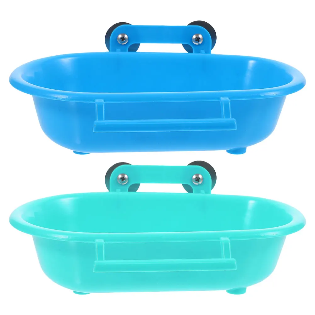 

2 Pcs Parrot Bath Tub Bathtubs for Parrots Bidet Bird Cage Hanging Accessories Pp Parakeet Shower Convenient