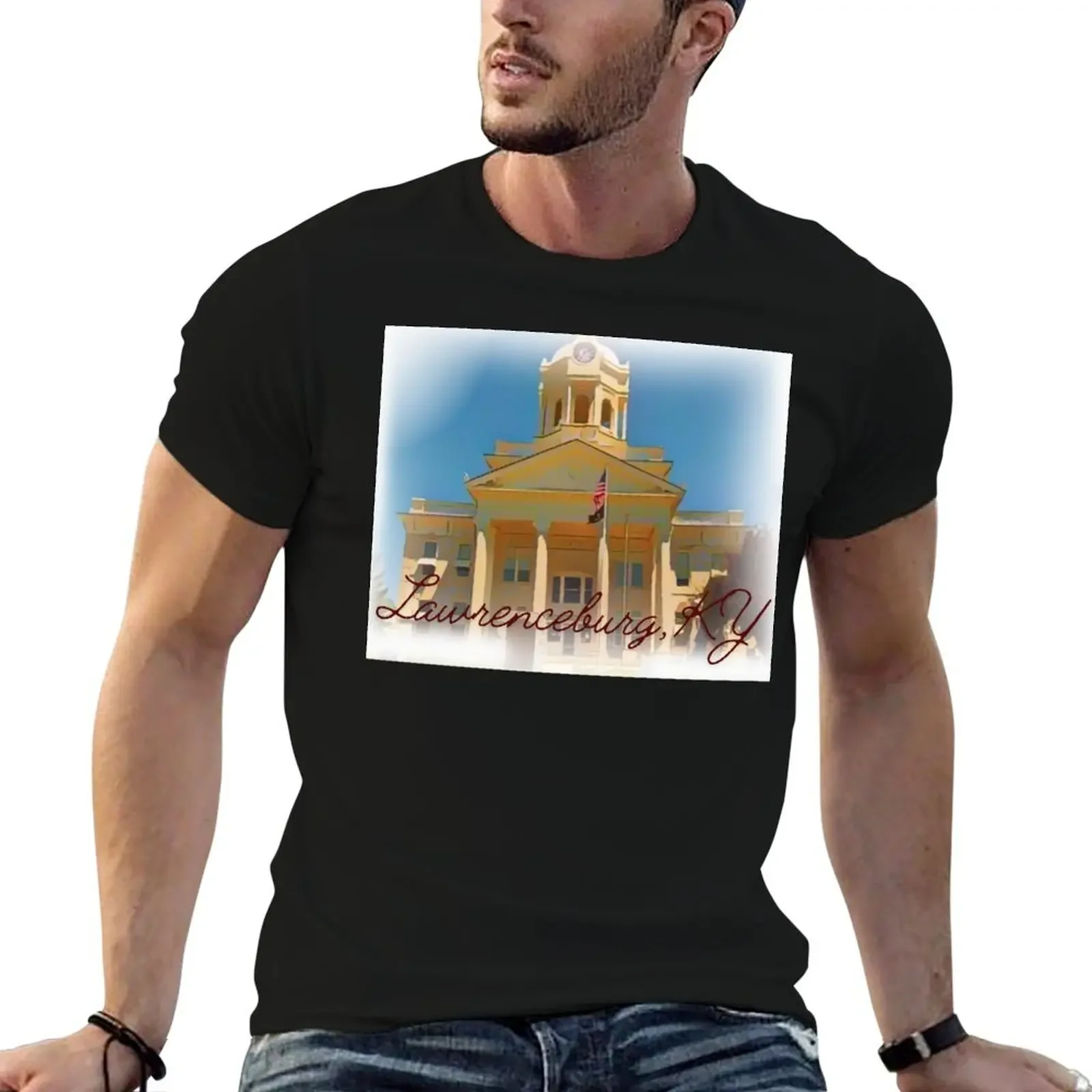 

Lawrenceburg Kentucky courthouse T-Shirt hippie clothes anime stuff sports fans T-shirts for men cotton