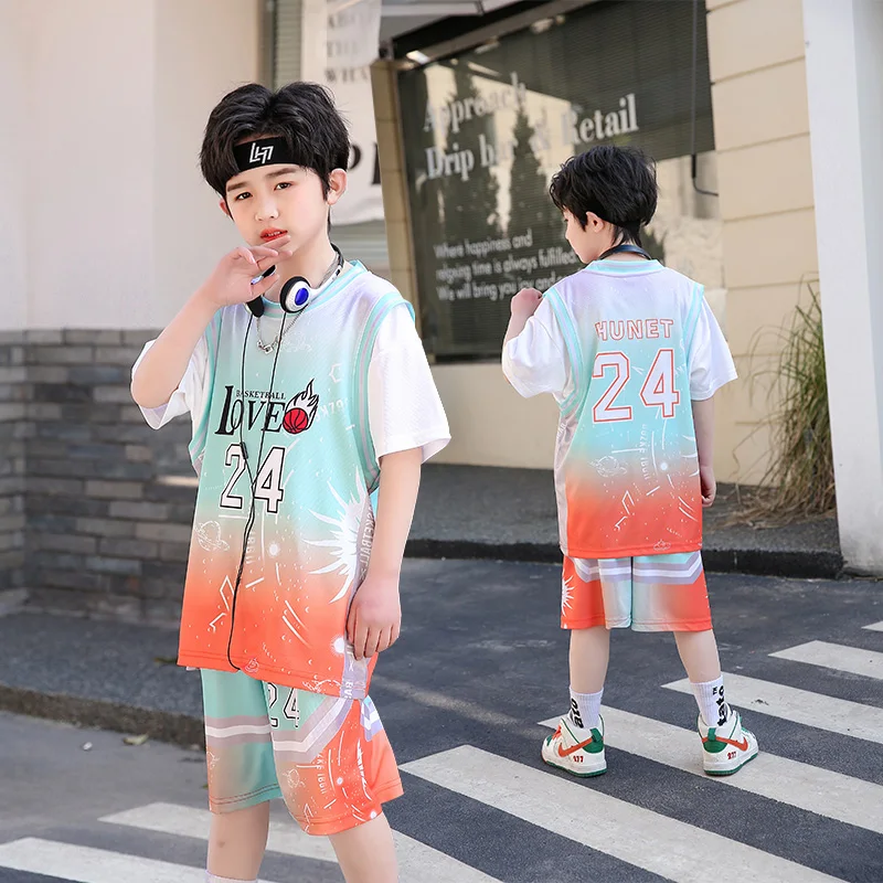 Kids Basketball Jersey Suits Quick-drying Fashionable Children Team Training Uniform Boy and Girls Shirt Sportswear Clothings