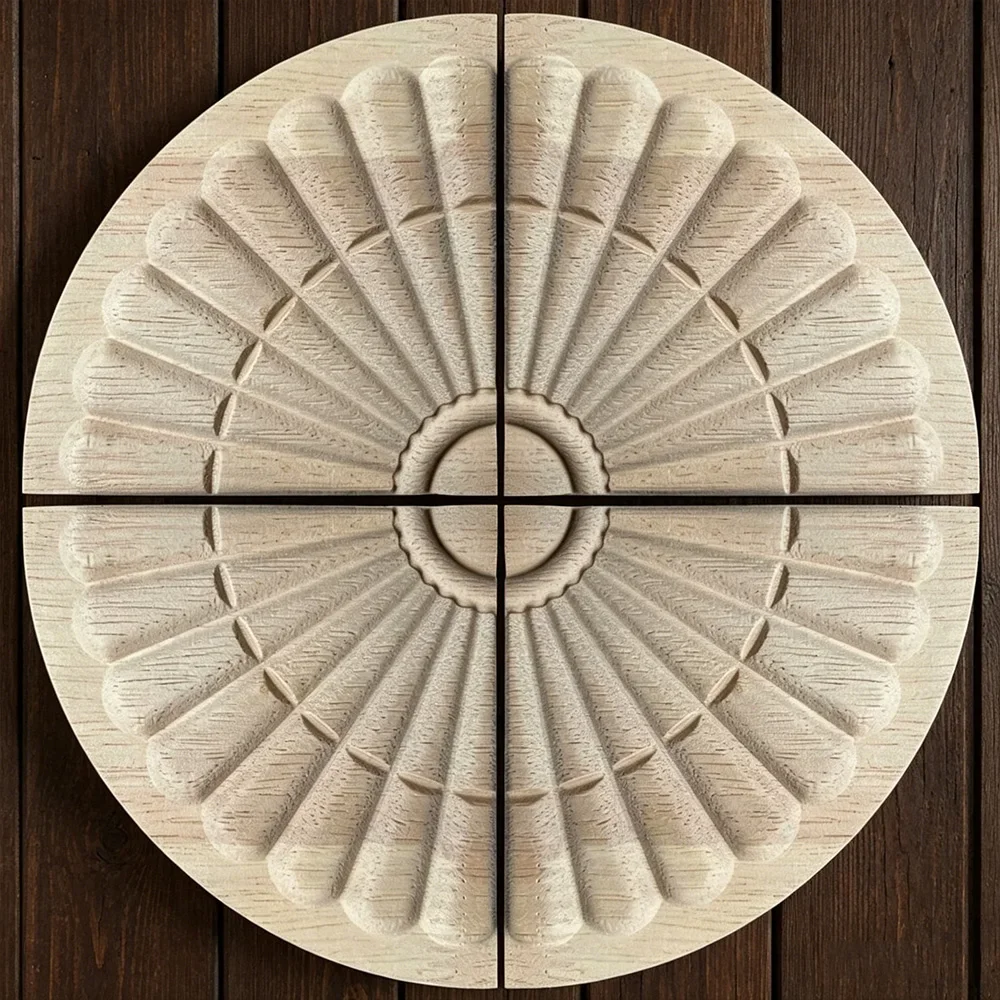 4PCS 5/10cm Wood Carved Corner Flower Onlay Applique Unpainted Frame Cupboard Cabinet Decal for Home Furniture Decor