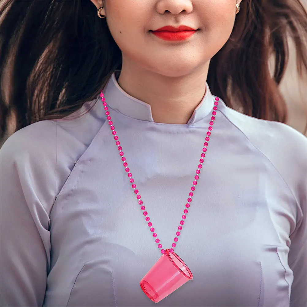 

24pcs Bead Necklace Cups Plastic Cup Necklaces For Women Bachelorette Party Wedding Decoration Party Supplies Mardi Gras Beads