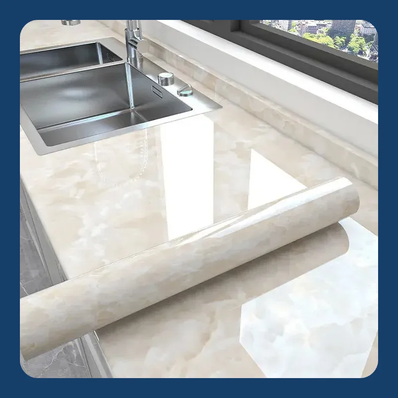 Extra‑Thick Peel & Stick Marble Vinyl Film Self‑Adhesive Wall Sticker Waterproof Anti‑Oil for Kitchen Backsplash Bathroom Shower