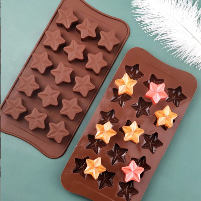 Heart Square Chocolate Mold Candy Mold Silicone Five-pointed Star for Jelly Fudge Truffle Ice Cube Baking Tools