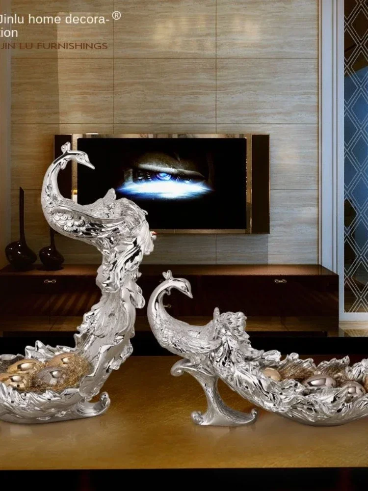 BJ-12 European Style Fruit Plate Peacock Ornaments Living Room Desktop Furnishings Creative House Housewarming and Wedding Gifts - view 4