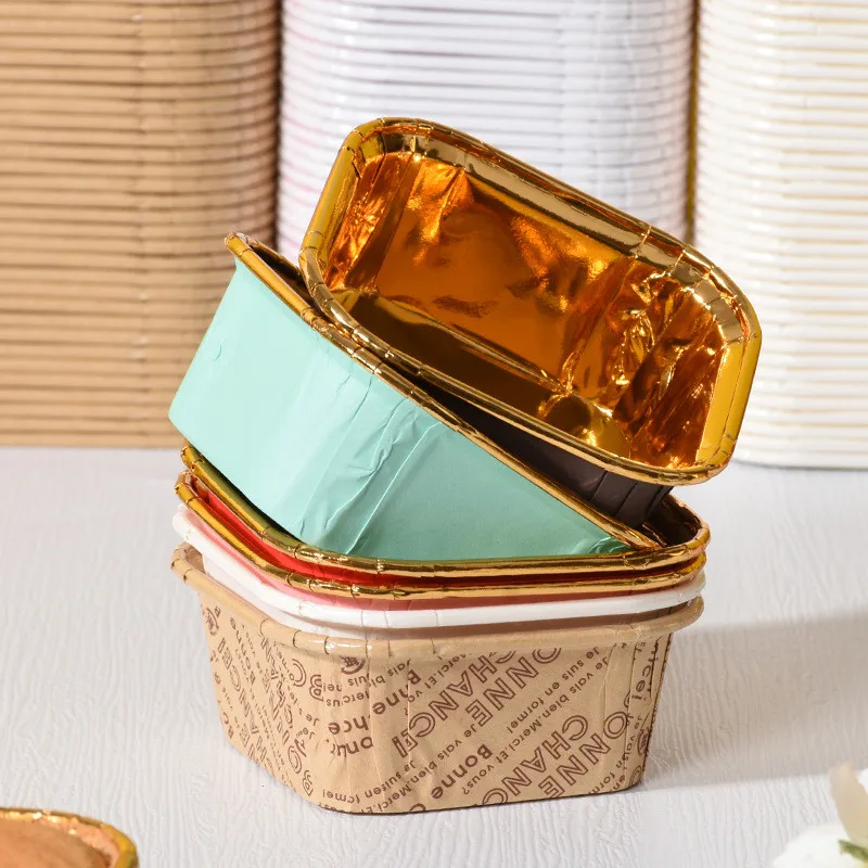 

50Pcs Square Cupcake Paper Oil-proof Chiffon Roll Cake Cup Baking Muffin Case Pastry Boxes Wedding Party Supplies