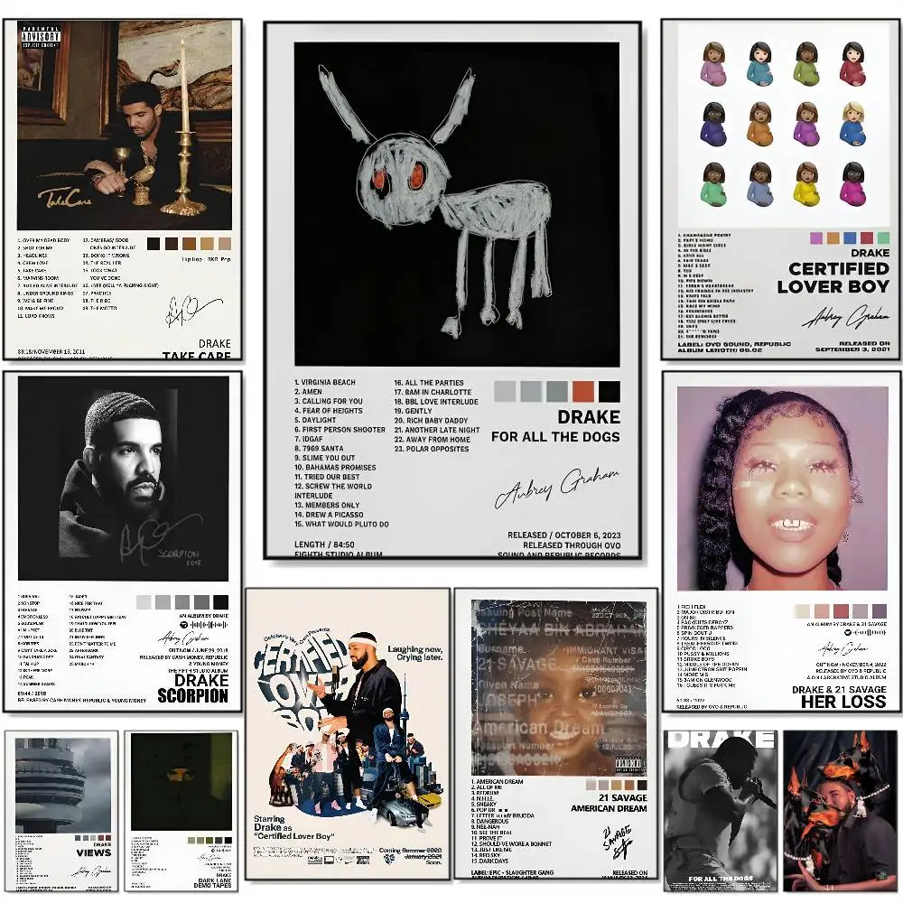 ملصق غلاف ألبوم مغني الراب D-Drake عالي الدقة ملصقات مقاومة للماء ذاتية اللصق ديكور متعدد الاستخدامات للمنازل والحانات والفنادق المزيد #1