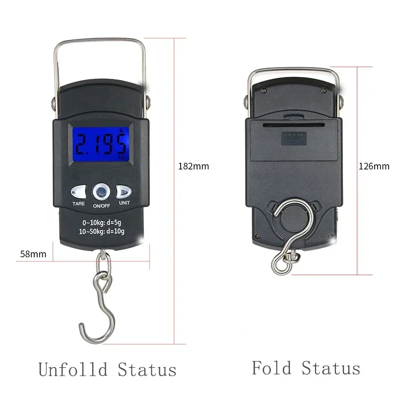 

50kg Weighing Electronic Balance Digital Fish Hook Hanging Fishing Measuring Tape Ruler Mini Luggage for Fishing Pocket Scale