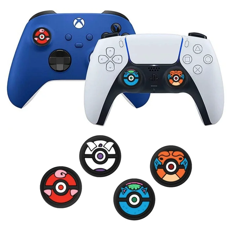 4Pcs/Lot Pokemon Poke Ball Thumb Stick Grip Cap Joystick Cover For Sony PS5 PS4 PS3 Xbox One/360 Slim Series X/S Switch NS Oled