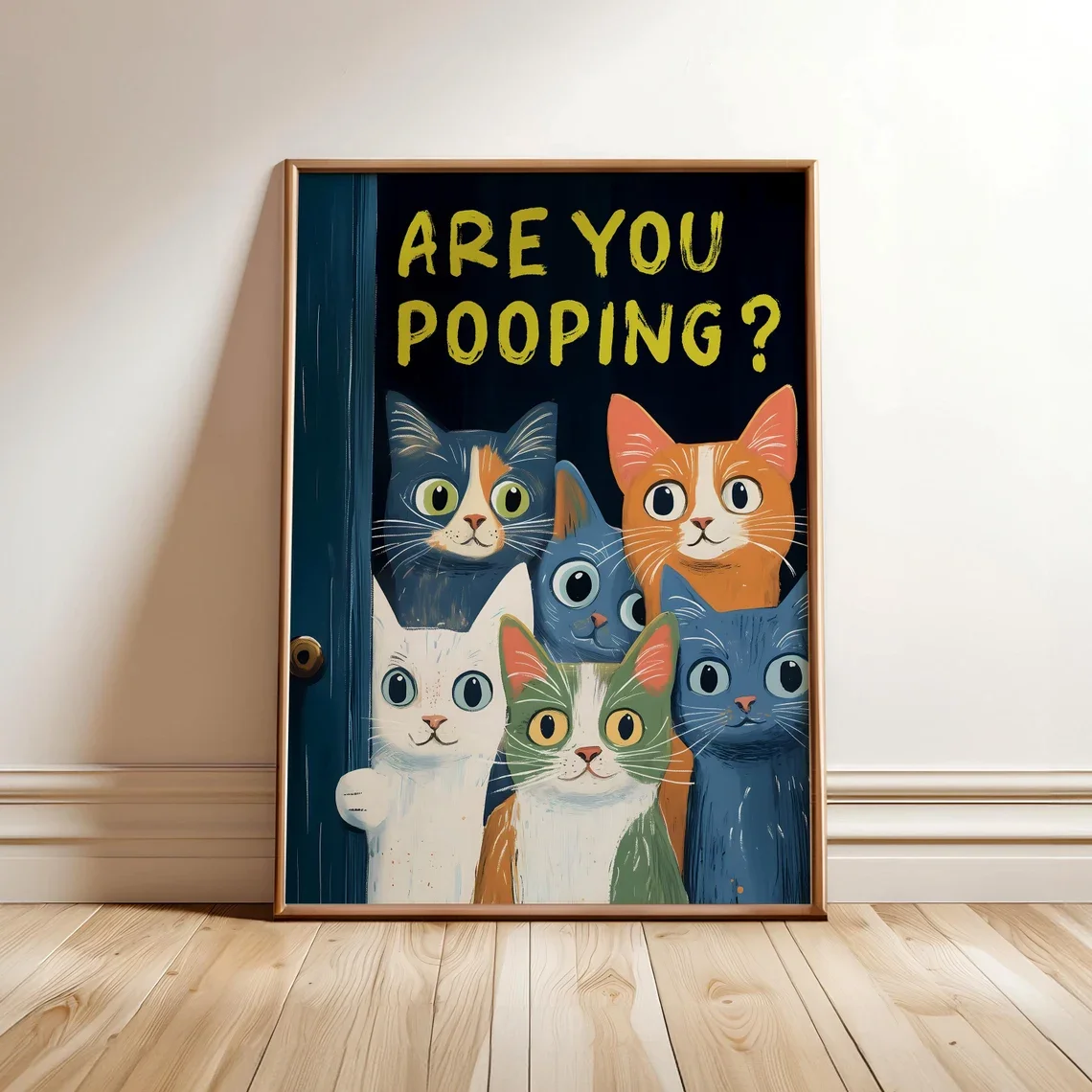 Are You Pooping Toilet Cat Print, Cats Bathroom Poster, Funny Toilet Wall Art, Vintage Bathroom Wall Decor, Humorous Prints - Op