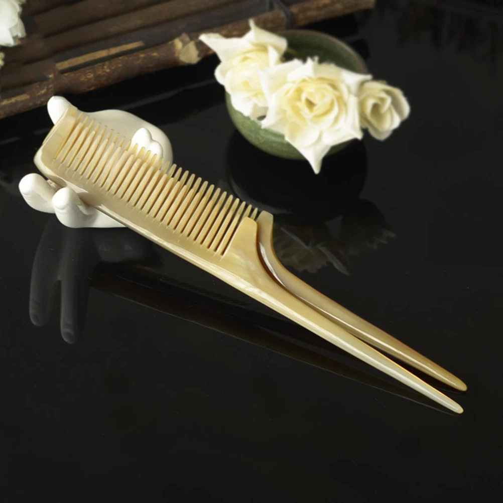 

1pc Hair Styling Comb Fine Teeth Barber Tool Horn Material Smooth Texture For Salon Home Use Dense Teeth Comb Gift