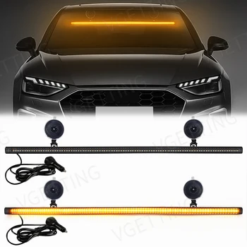 Car windshield warning light 96 LED 3030 beads Strobe light bar traffic signal emergency flashing lamp 12-24V yellow blue