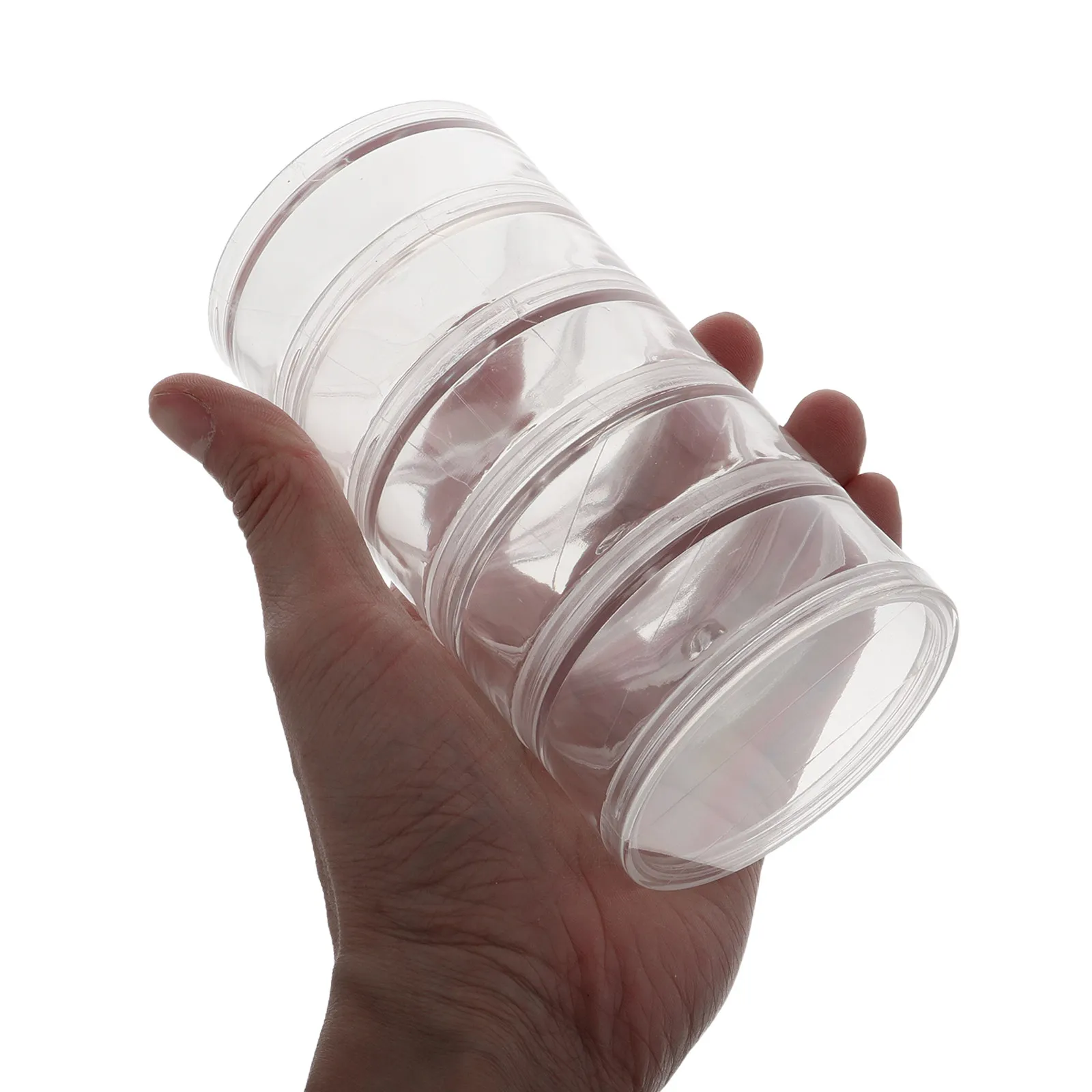 Clear Round Plastic Storage Bottles Set of 3 High Transparency Connected Design for Jewelry Parts Organizing Home Shop Use Small