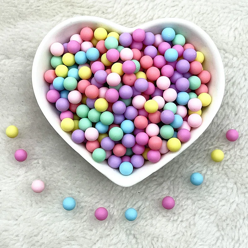 100pcs 6mm Round Multi Color No Hole Acrylic Matte Beads Loose Beads for DIY Scrapbook Decoration Crafts Making