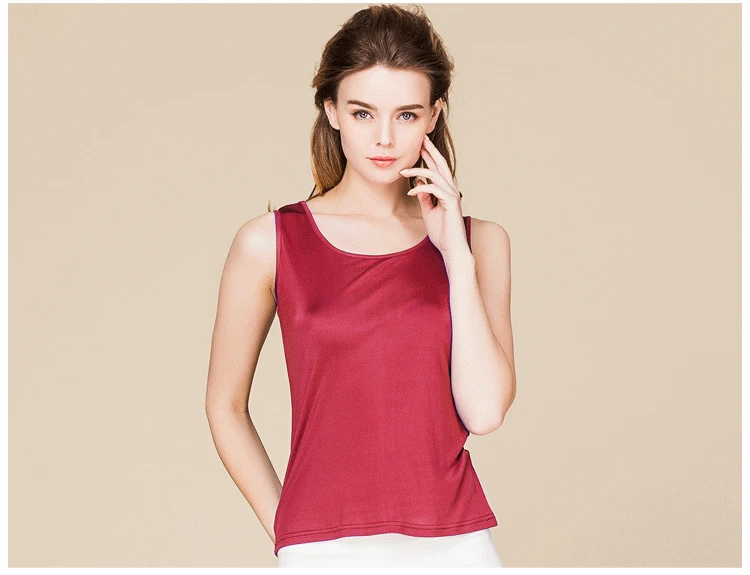 SuyaDream Women Tanks Knitted Real Silk Solid Vest O Neck Sleeveless Basic T Shirt 2025 Spring Summer Tops