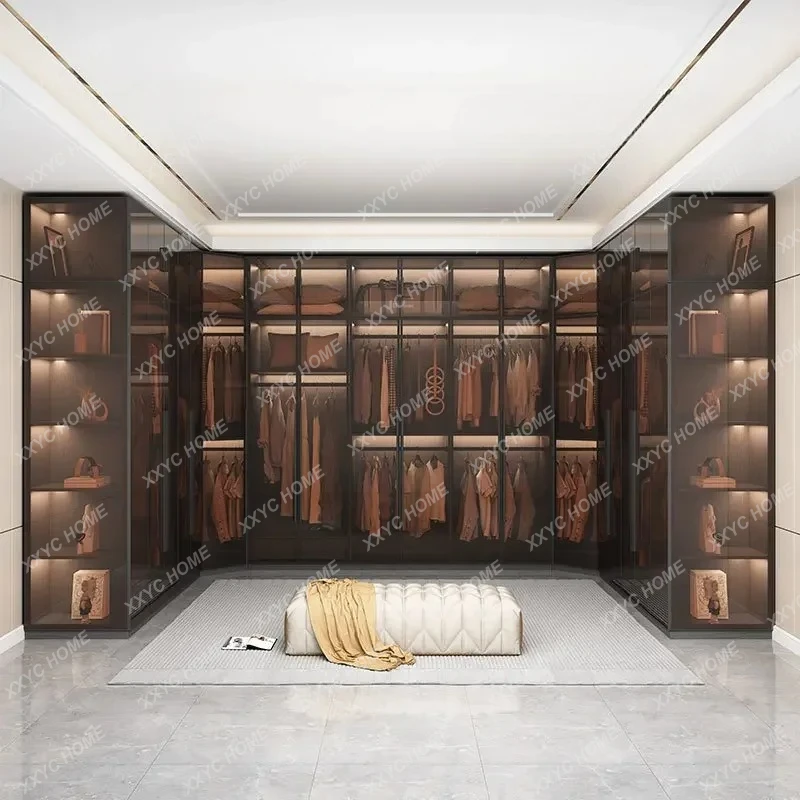 L Bedroom Furnitur Organizer Underwear Wardrobe Cabinet Storage Shelves Glass Doors Cupboard Wardrobes Support Cupboard Home