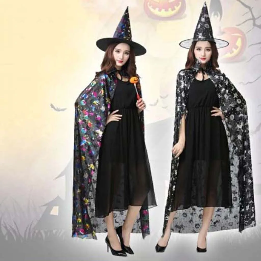 Trendy Performance Costumes Halloween Cloak Sets Pumpkin Witch Caps Scary Costumes Bat Hat Ghost Wizard Robe Party Show