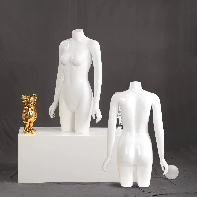 Gloss White Fiberglass Male Half Body Mannequin Torso, Men Underwear Panties Dress Form for Garment Display