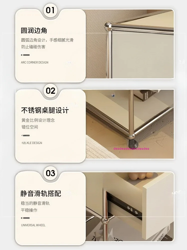 Meja Samping Tempat Tidur Antik Stainless Steel Rak Penyimpanan Minimalis Modern USM