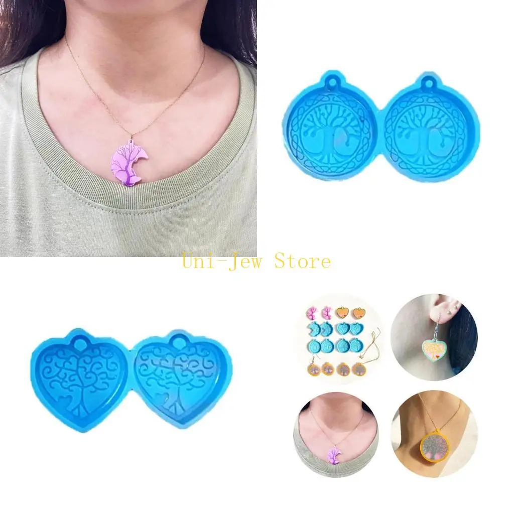 

40GB 1/4Pcs Life Tree Resin Earring Mold Silicone Epoxy Earring Molds DIY Jewelry