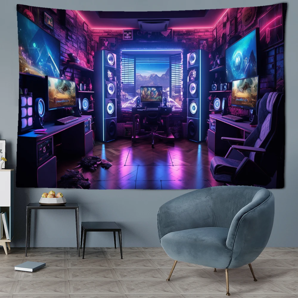 Game Esports Tapestry Wall Hanging Abstract And Minimalist Art Hippie Tapitz Mysterious Esports Room Living Room Home Decor