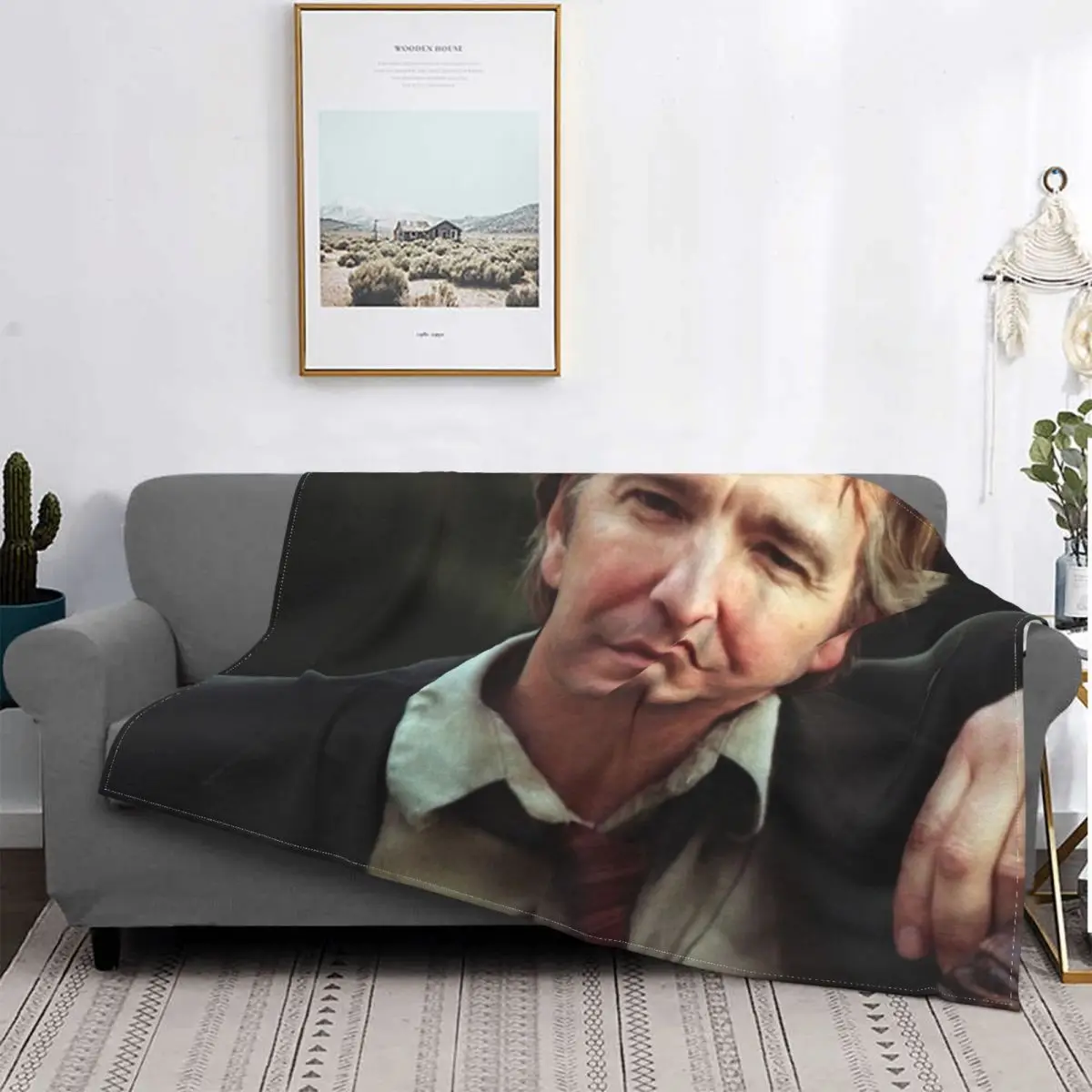 Alan Rickman Blanket Warm Textile On The Sofa Faux Fur Throw Family Expenses