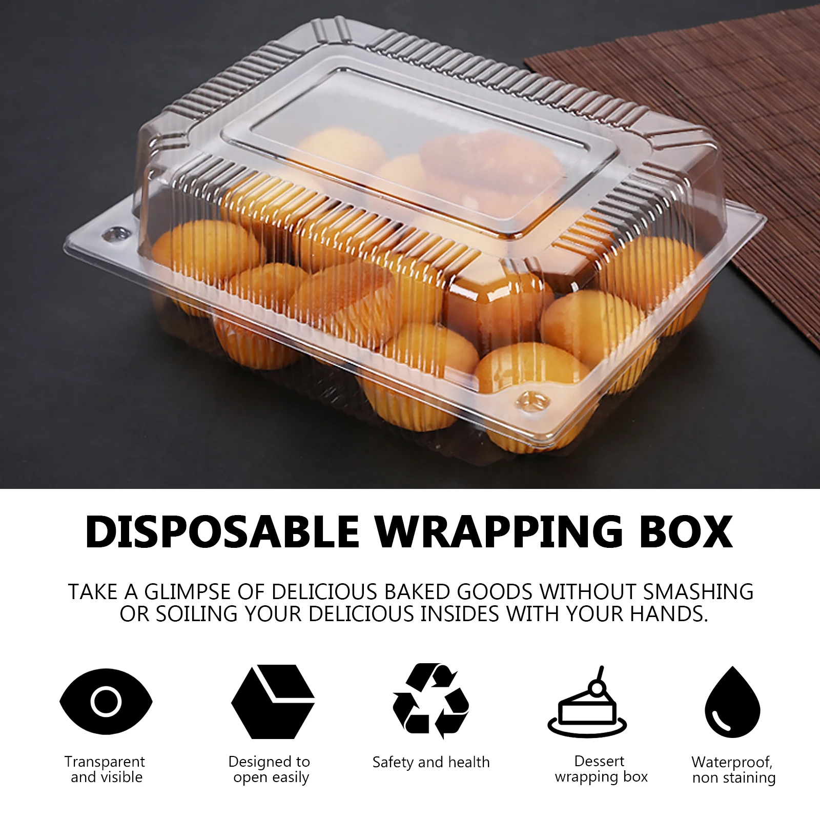

100pcs With Buckle Dessert Packing Box Cake Box Transparent Dessert Packaging Box Dessert Box Transparent Pastry Packaging Box