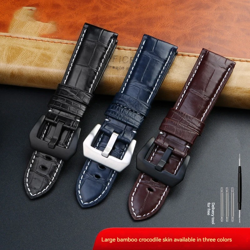 Crocodile Leather Straps For Panerai PAM441 PAM01313 Watch Accessories Men's Strap 22mm 24mm Watch Bands Replacement Bracelet