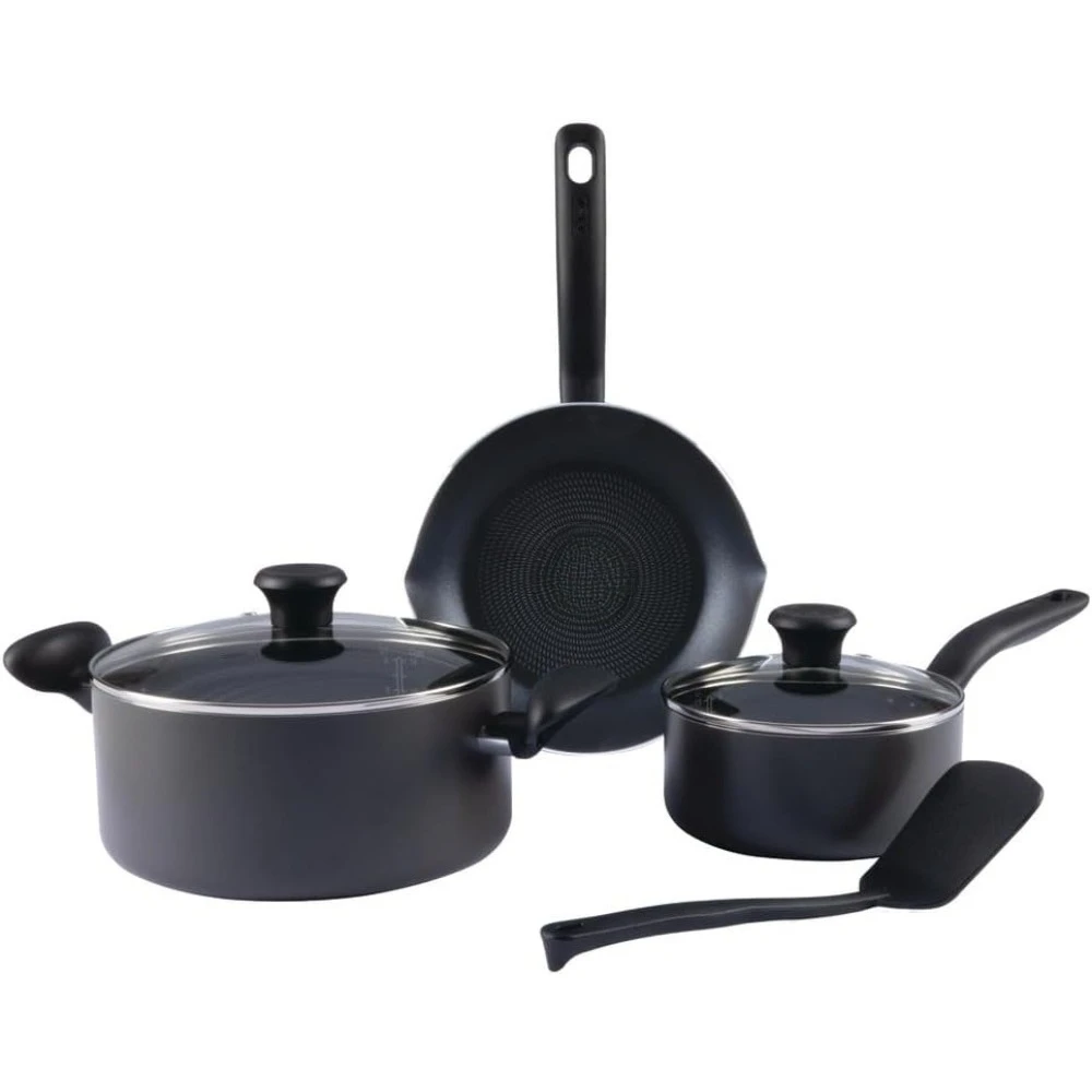 

Initiatives Nonstick Cookware Set 6 Piece Oven Safe 350F Cookware, Pots and Pans, Oven, Broil, Dishwasher Safe Gray