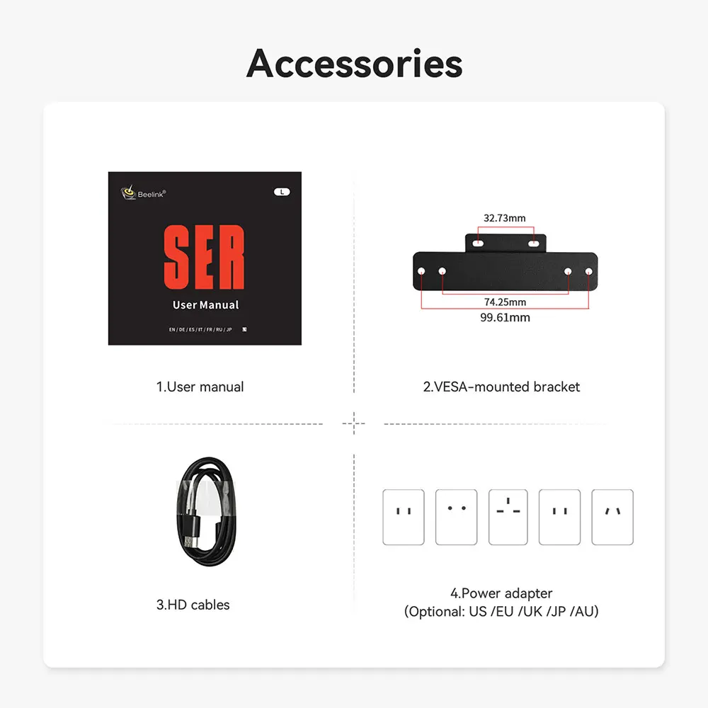 Beelink Mini PC SER 5 SER5 MAX AMD Ryzen R7 7735HS R5 5500U Desktop Gaming Computer WiFi 6 1000M M.2 2280 NVMe SSD 4K 60Hz