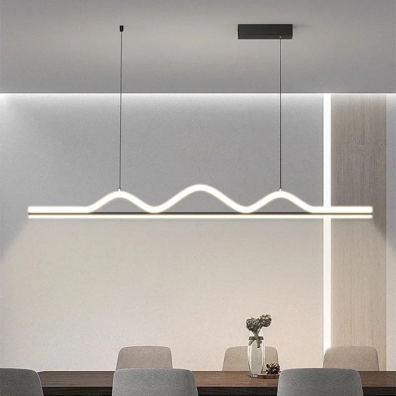 Modern Dining Room LED Long Wave Pendant Light Dining table Living Room Kitchen Home Decor Hanging Lamp Indoor Lighting Fixture