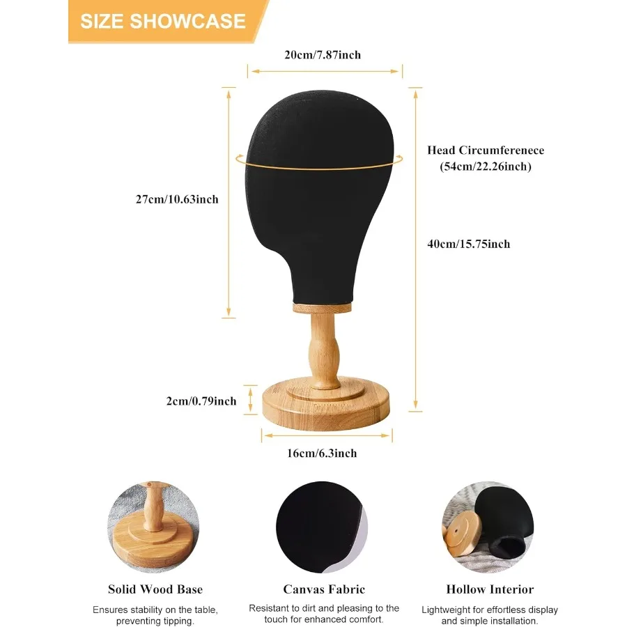 21 Polegada manequim cabeça suporte para perucas chapéus bonés cocar modelo de exibição de fone de ouvido com suporte de peruca de linho cúpula de lona e detacha