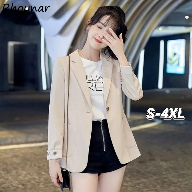 

S-4XL Blazers Women OL Notched Design Simple Gentle Casual Basic All-match Mujer Clothes Cool Ulzzang Spring New Young Coats BF