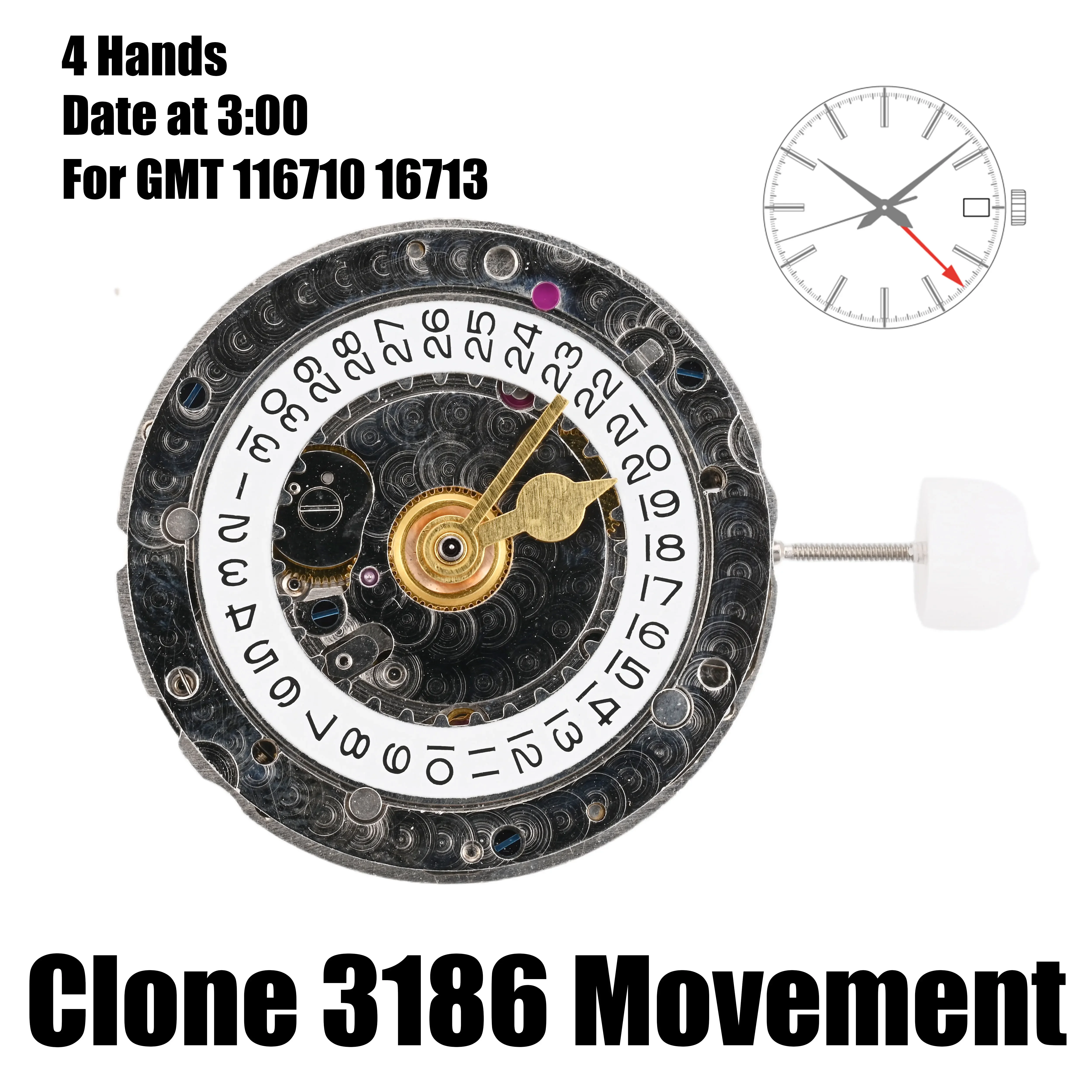 Clone 3186 Movement For GMT 116710 16713 Automatic Mechanical Men Watches Blue Balance Automatic splint Watch Accessories