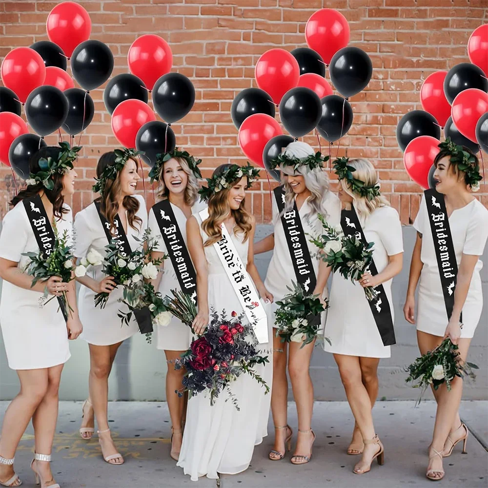 

7pcs Gothic Bachelorette Party Sash Set Bride To Be Bridesmaid Sashes for Bridal Shower Party Decorations Spooky Bride Squad