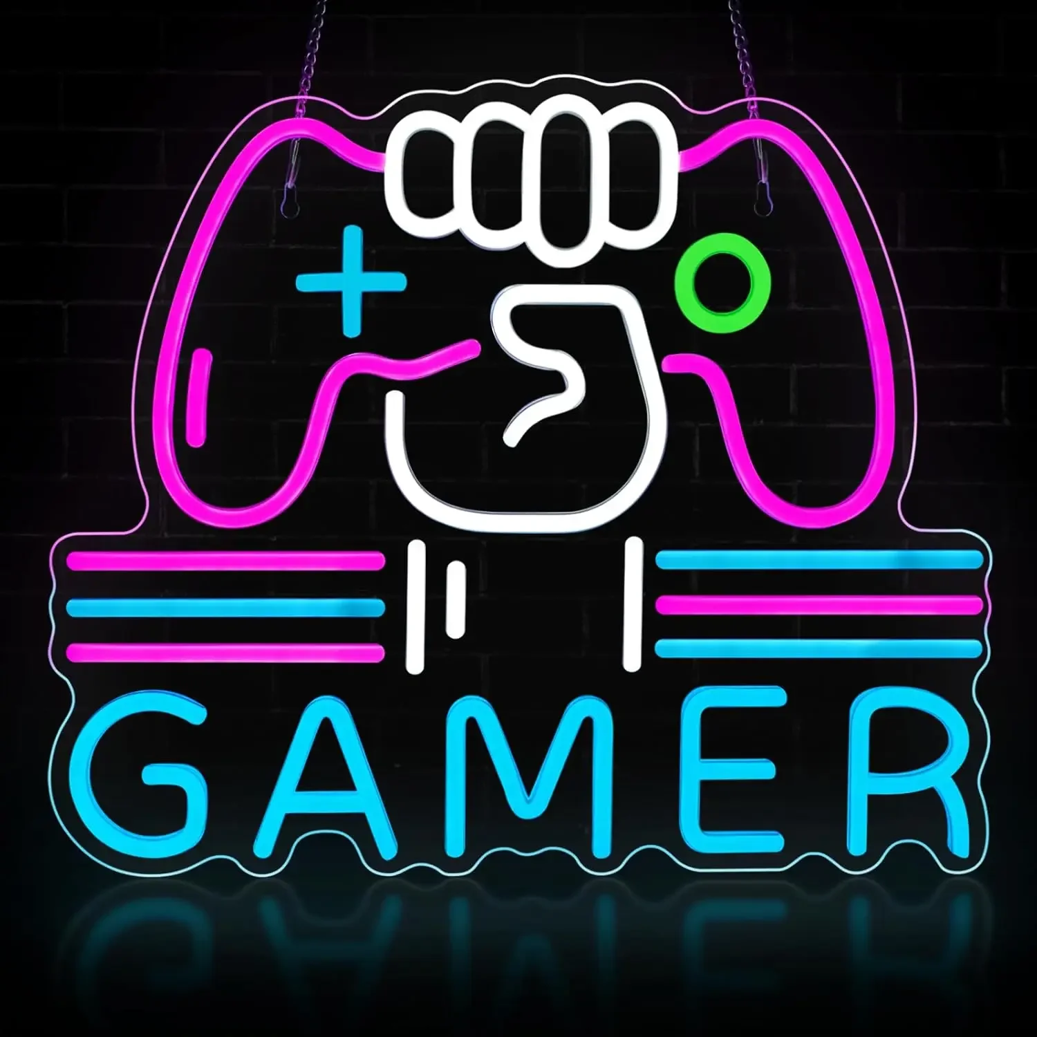 Gamer Neon Sign LED Wall Art USB Powered Acrylic Gamepad Fist Glow Lamp Gaming Room Bedroom Streaming Setup Boys Den Decor