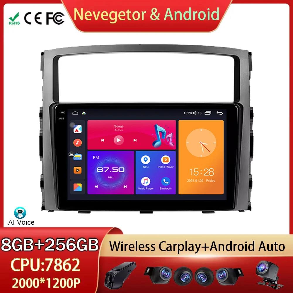 

BT для Mitsubishi Pajero 4 V80 V90 2006 - 2024 Автомагнитола Android авто GPS навигация мультимедийный видеоплеер 5G WIFI No 2din DVD