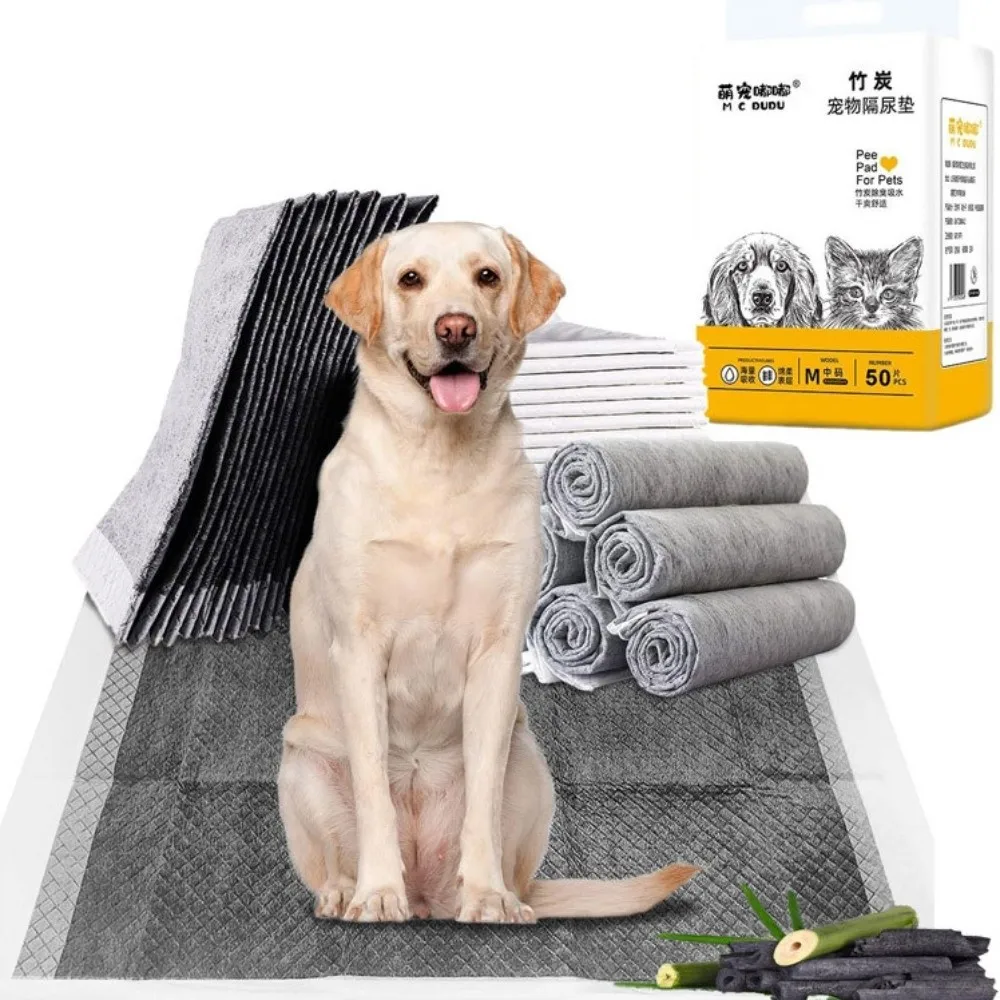 

S/M/L/XL Bamboo Charcoal Pet Cushion Disposable Thickened Deodorant Diaper Mats Super Absorbent Grey Dog Training Pee Pad Dog