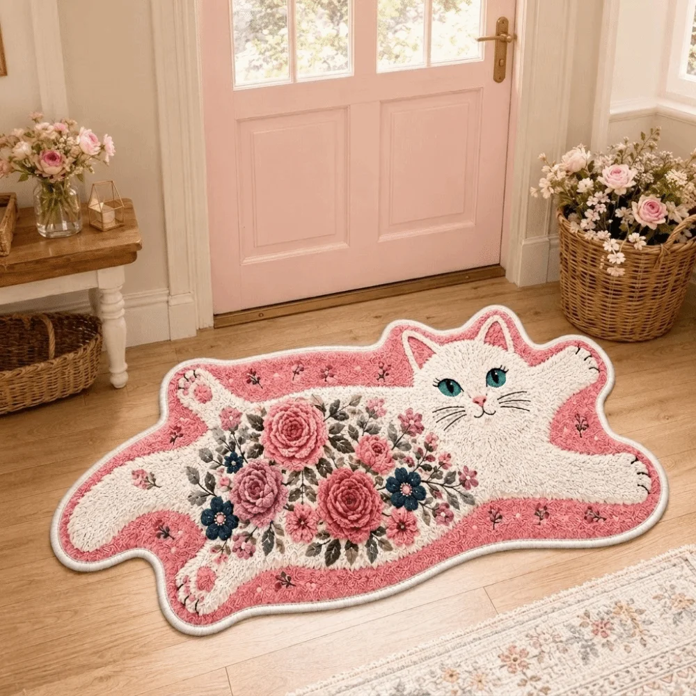Comfortable Non-Slip Bedroom Rug Soft Stain Resistant Floor Rug Cartoon Animal Thick Construction Floor Mat Home Living Room