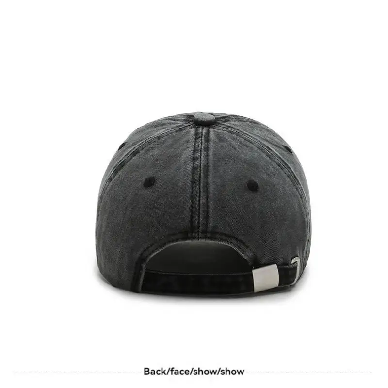 Retro Washed Denim Cap with Nautical Anchor Embroidery Adjustable Baseball Hat for Men Women