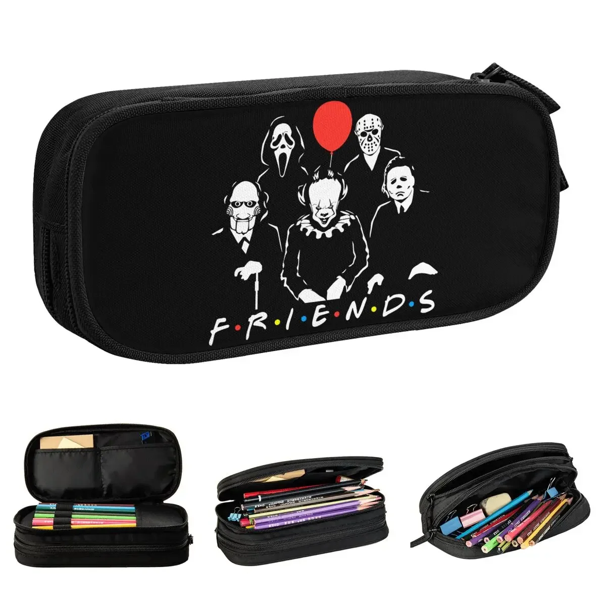 

Friends Pennywise Michael Myers Jason Voorhees Pencil Cases Pencil Box Pen for Student Large Storage Bag Office Gift Stationery