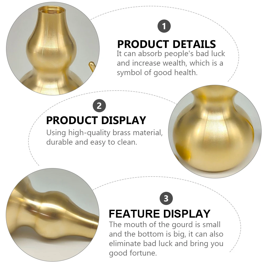 

Large Brass Decorative Adornment Desktop Gourd Craft For Home Office Auspicious Feng Shui Ornament Household