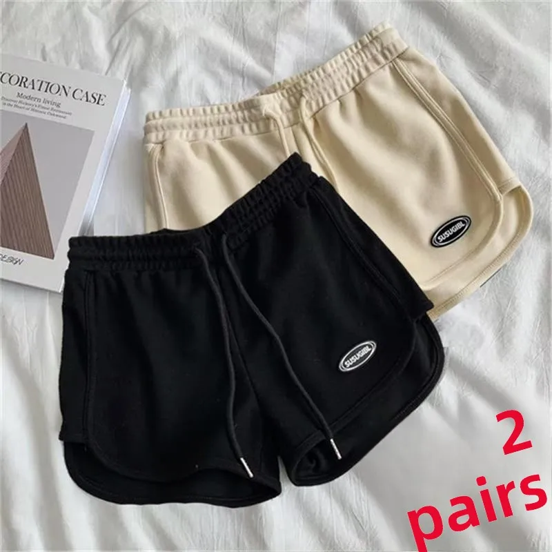 

Casual Summer Thin New Loose Sports Straight Leg Short Pants Beachwear Elastic Waist Polyester Fiber Teenage Fashion Shorts