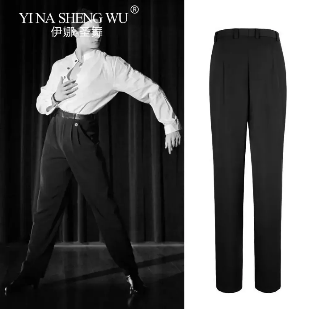 Men Latin Dance Pants Adult High Waist Ballroom Dance Trousers For Cha Cha Samba Tango Competition Practice Professional Dancewe