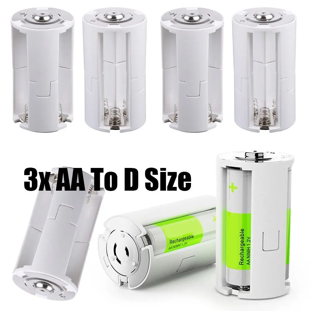 4PCS Plastic Parallel Portable Holder Cell Battery Converter 3x AA To D Size Switcher Adaptor Case Batteries Adapter