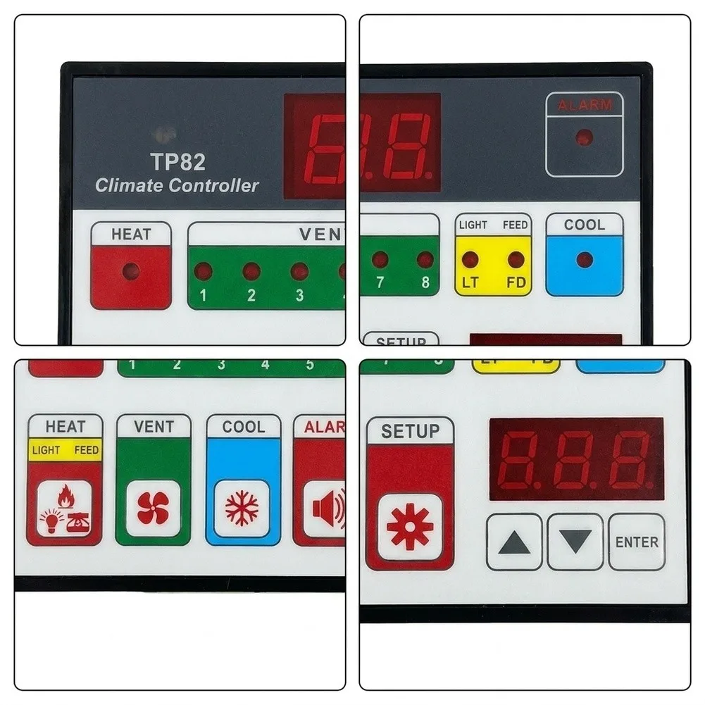 Temperature Instrument TP82 Climate Controller Eight Switch Outputs Indoor Outdoor Sensing 0-10VDC Analog Output