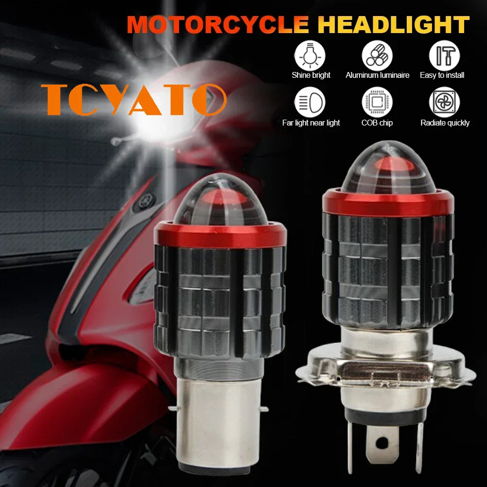 TCYATO  Universal H4 LED Motorcycle Headlight  H6 Angel Eye Motor Led Bulb Motorbike Head Lamp White Yellow High Low Beam 12-80V