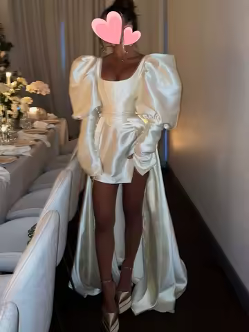 Oisslec Dress Elegant Vintage Sweet Ivory Satin A-Line Summer Princess Customize Formal Occasion Prom Dress Evening Party Gowns